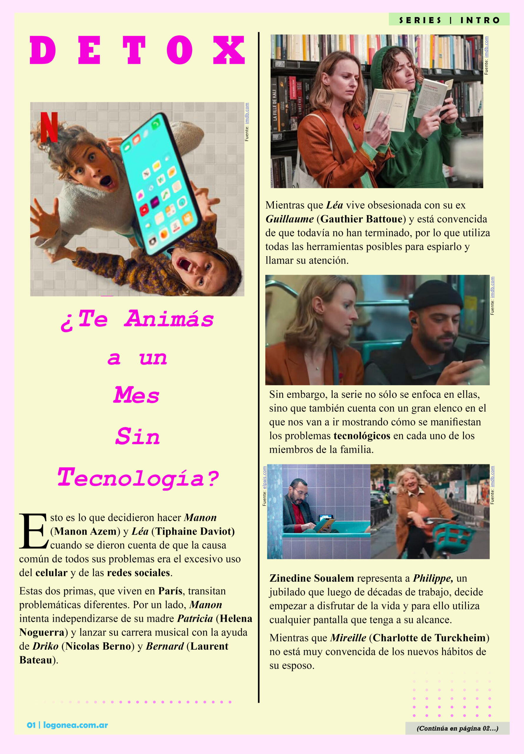 Detox Tecnologia Netflix serie manon azem tiphaine daviot celular redes sociales Paris Francia helena noguerra nicolas berno laurent bateau gauthier battoue zinedine soualem charlotte de turkheim