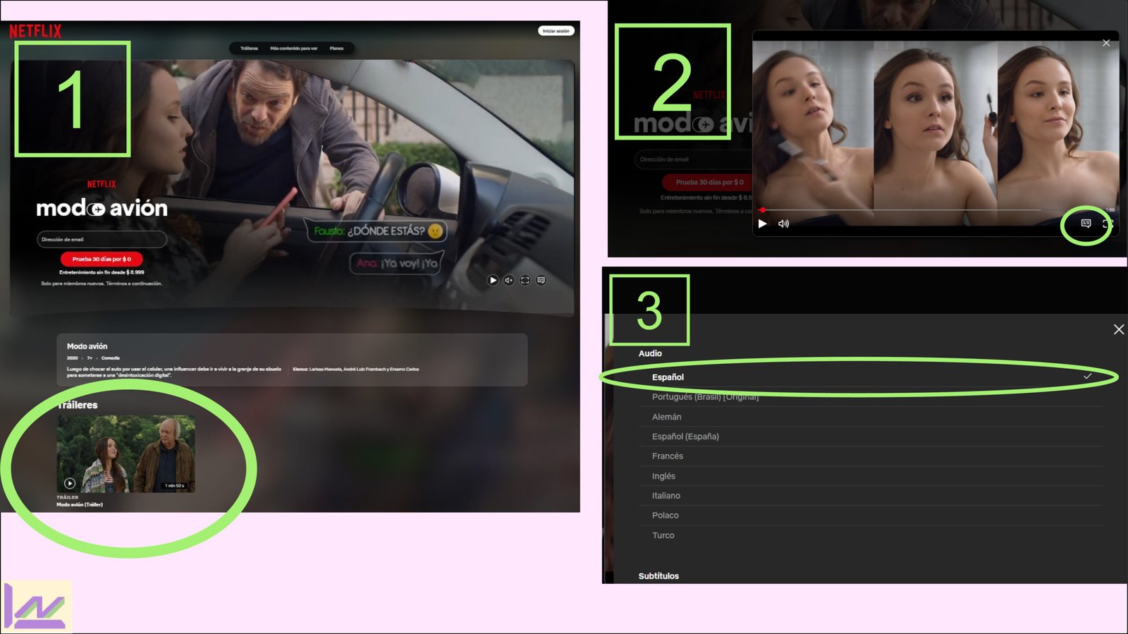 netflix modo avion pasos trailer